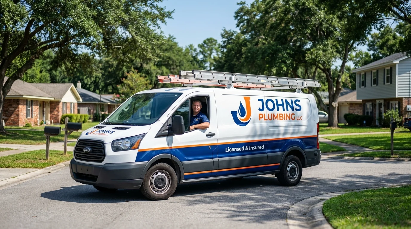 Johns Plumbing LLC service van in Ridgefield Park, NJ
