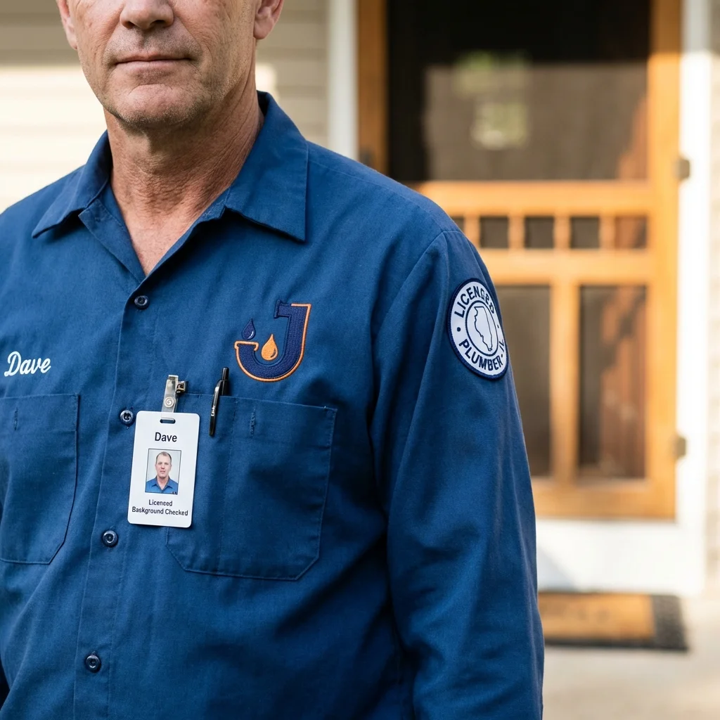 Licensed plumber showing ID badge in Ridgefield Park, NJ