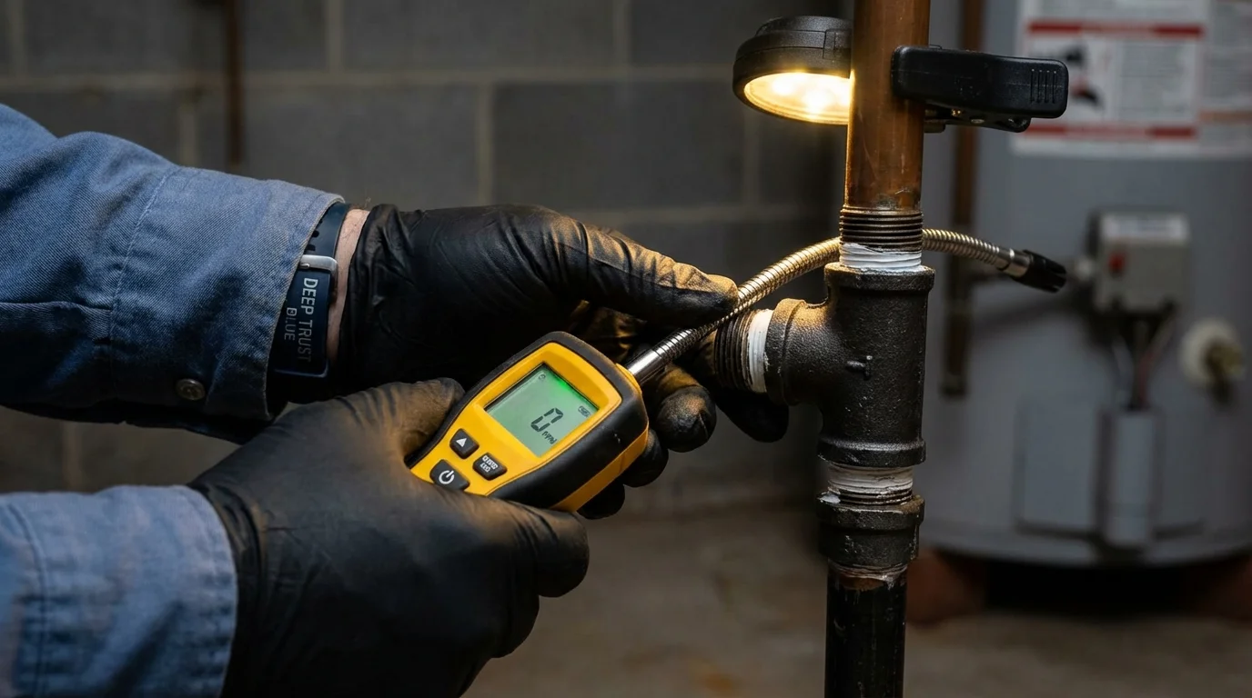 Gas leak detection with electronic sniffer by Johns Plumbing LLC in Ridgefield Park