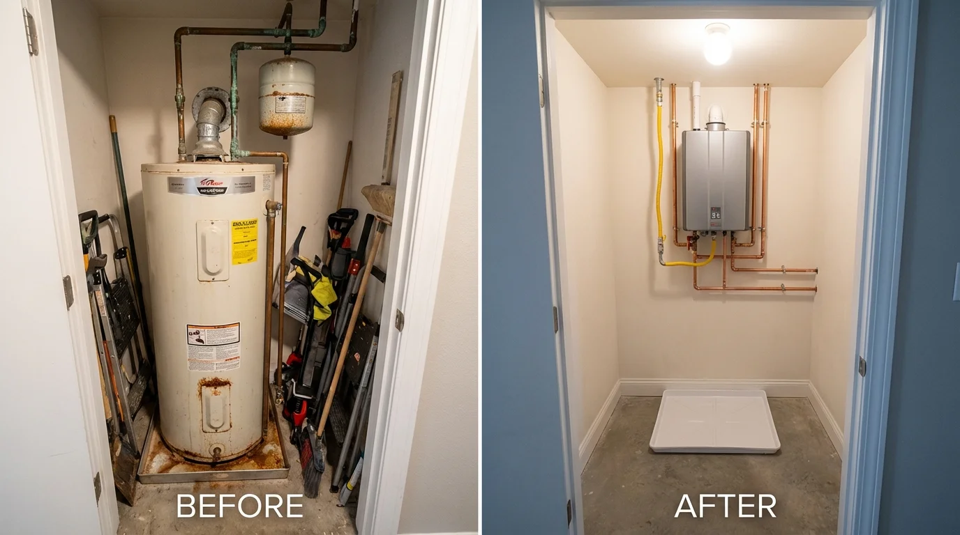 Tank water heater versus wall-mounted tankless unit comparison for Ridgefield Park, NJ homeowners